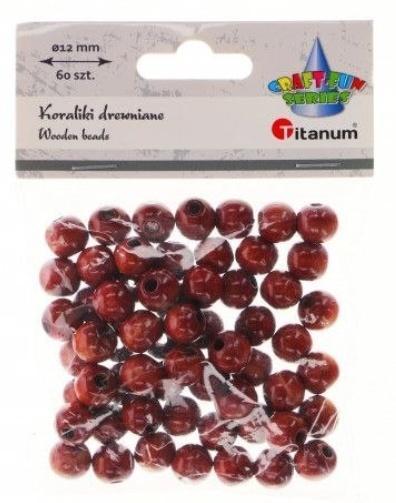 Koraliki drewniane brązowe 60szt, Titanum