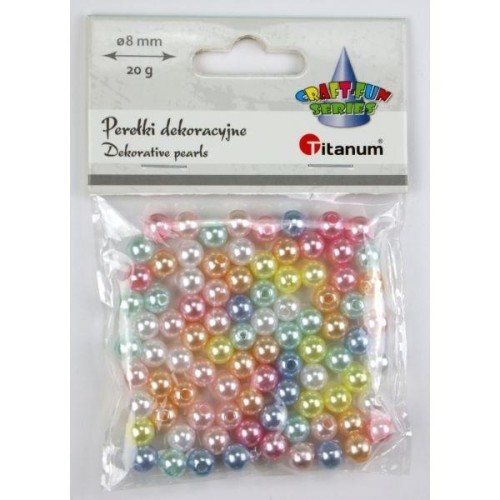 Koraliki plastikowe perełki 8mm 20g, Titanum