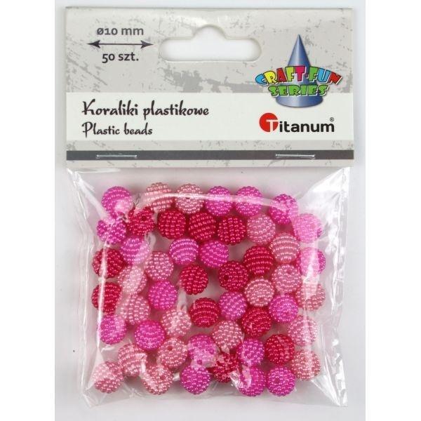 Koraliki plastikowe 10mm różowe 50szt, Titanum