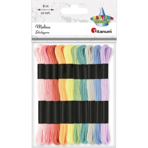Mulina zestaw 10 kolorów pastelowych 8m, Titanum