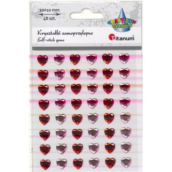 Kryształki samoprzylepne serca 10x10mm 48szt