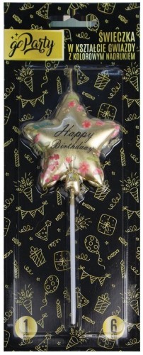 Świeczka w kształcie gwiazdy Happy Birthday