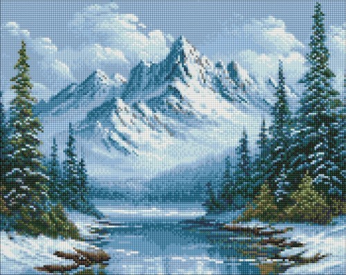 Diamentowa mozaika - Mroźny oddech lasu 40x50cm