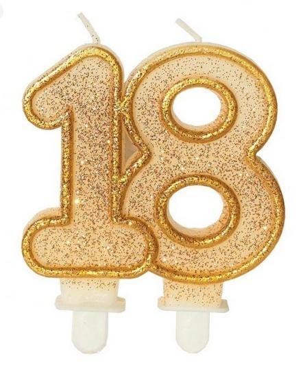 Świeczka urodzinowa brokatowa 18