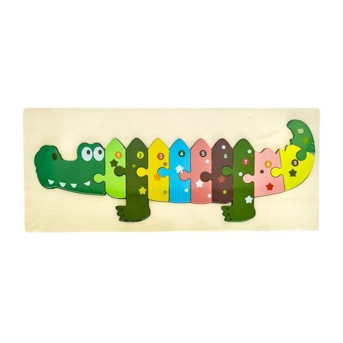 Puzzle drewniane kids z cyframi Krokodyl, MCD