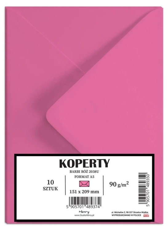 Koperty A5 Barbii róż 10szt, Henry