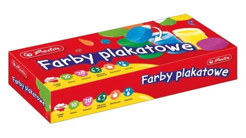Farby plakatowe szkolne 10 kolorów x 20ml, HERLITZ