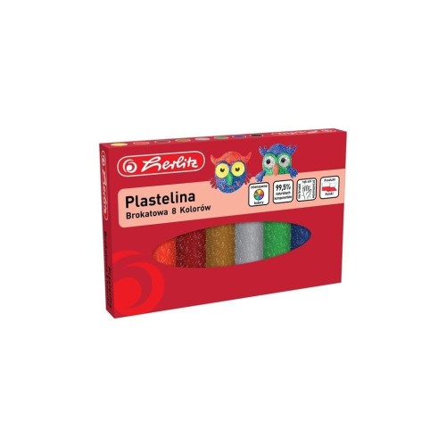 Plastelina brokatowa 8 kolorów, HERLITZ
