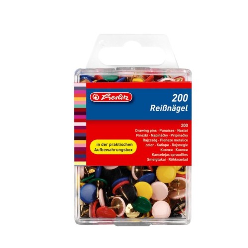 Pinezki metalowe kolorowe 200szt, HERLITZ