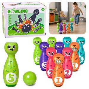 Kręgle z buźkami 10szt, Leantoys