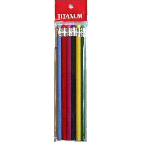 Ołówki zamszowe z gumką HB 6 sztuk, Titanum