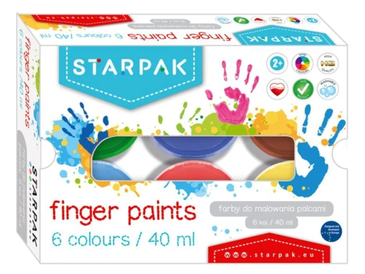 Farby do malowania palcami 6 kolorów, STARPAK
