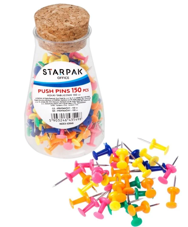 Pinezki kolorowe 150el, STARPAK