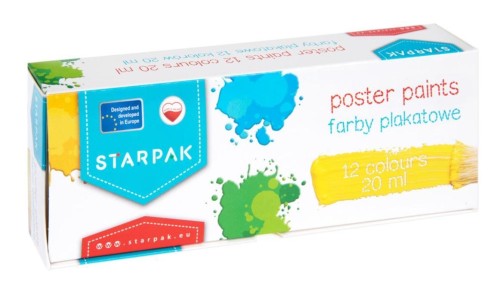 Farby plakatowe School 12 kolorów, STARPAK