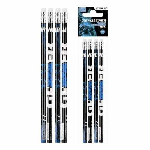 Ołówek z gumką HB Pad 4szt, STARPAK