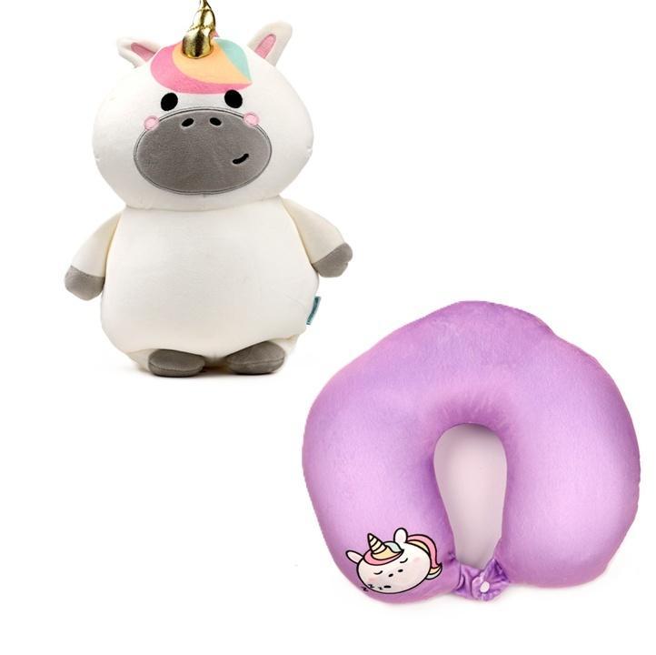 Poduszka podróżna i pluszowa zabawka 2w1 Jednoroż