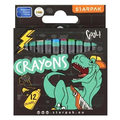 Kredki woskowe 12 kolorów Skate Dino, STARPAK