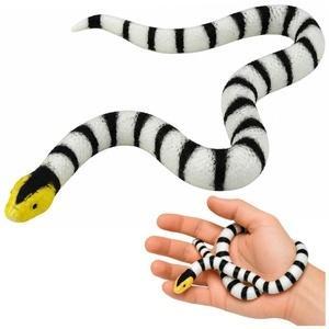 Wąż gumowy rozciągliwy czarno-biały 33cm, Leantoys