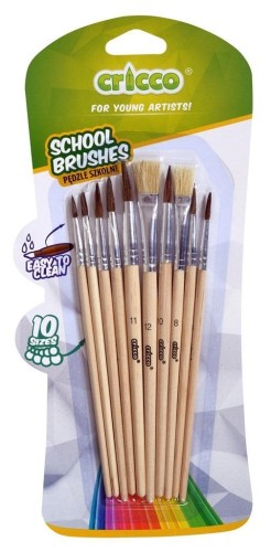 Pędzelki szkolne drewniane 10szt CRICCO, Cricco