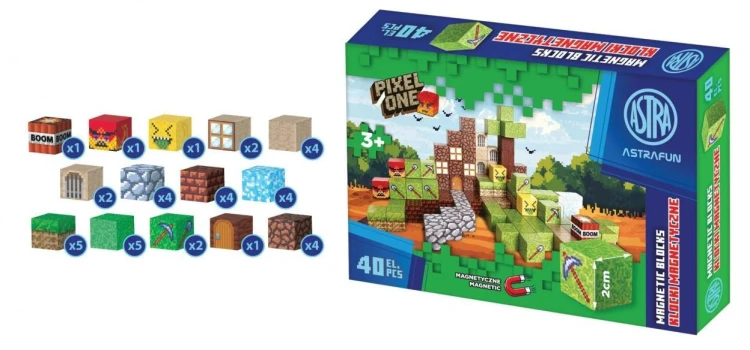 Klocki magnetyczne Pixel One Farma 40el ASTRA