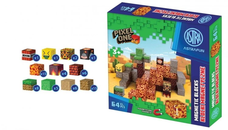 Klocki magnetyczne Pixel One Lava 64el ASTRA