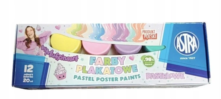 Farby plakatowe Muffinaart pastel 20ml 12kol ASTRA