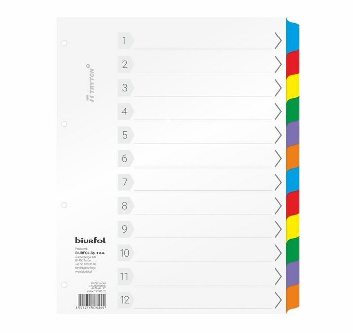 Przekładki kartonowe A4 laminowane maxi, Biurfol