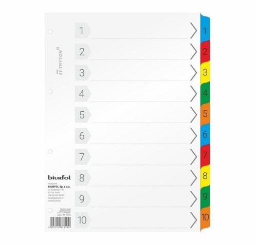 Przekładki kartonowe A4 laminowane 10-numeryczne