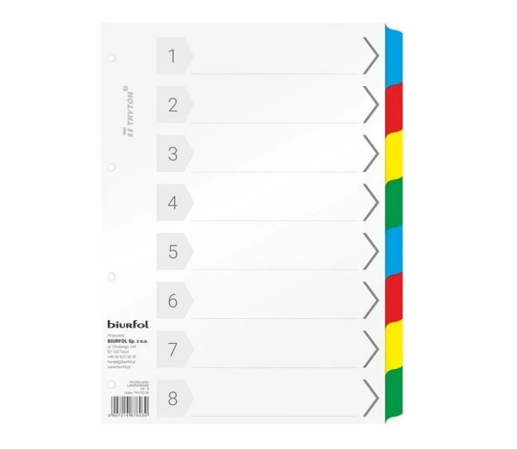 Przekładki kartonowe A4 laminowane, Biurfol