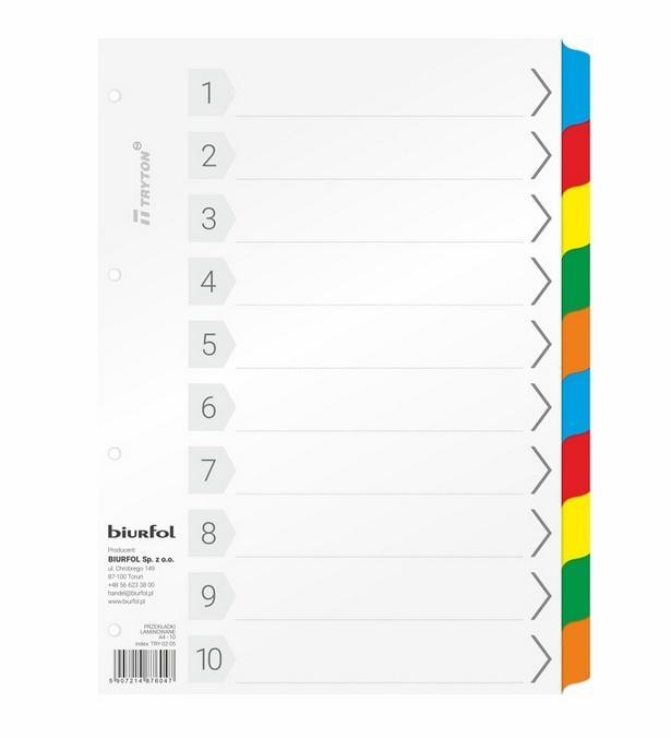 Przekładki kartonowe A4 laminowane, Biurfol