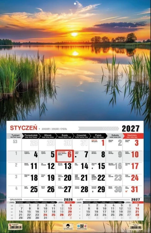 Kalendarz 2027 Trójdzielny Jednodzielny 3XL Mazury