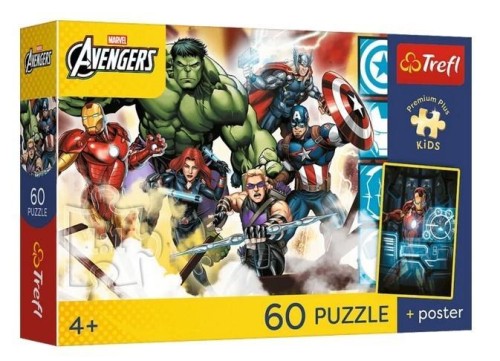 Puzzle 60 Avengers + plakat TREFL, Trefl
