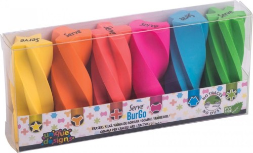 Gumki do mazania Burgo neon 6szt, Serve
