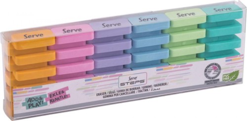 Gumki do mazania Steps pastel 6szt, Serve
