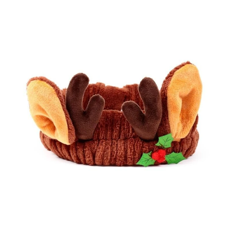 Pluszowa opaska do makijażu z reniferem Christmas
