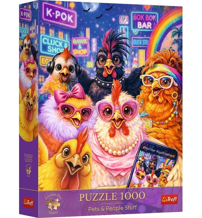 Puzzle 1000 Selfie z kurami TREFL, Trefl