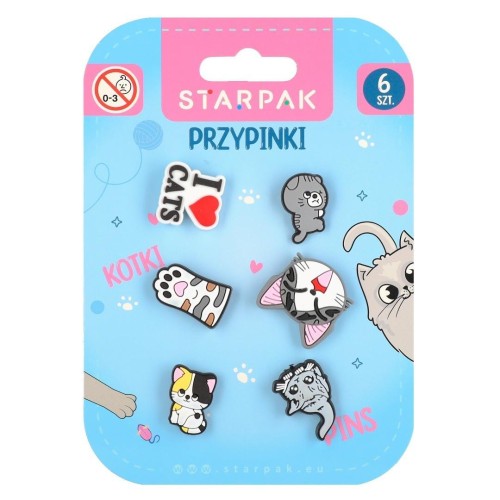 Przypinki Kotki 6szt, STARPAK