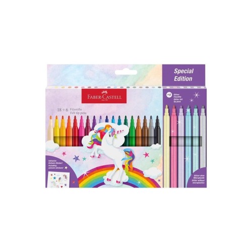 Flamastry Unicorn 18+6 kol., Faber Castell