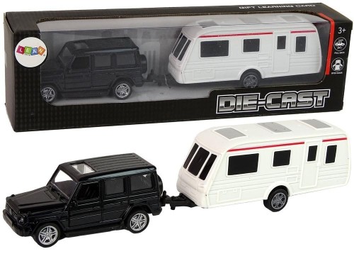 Jeep z przyczepą czarny, Leantoys