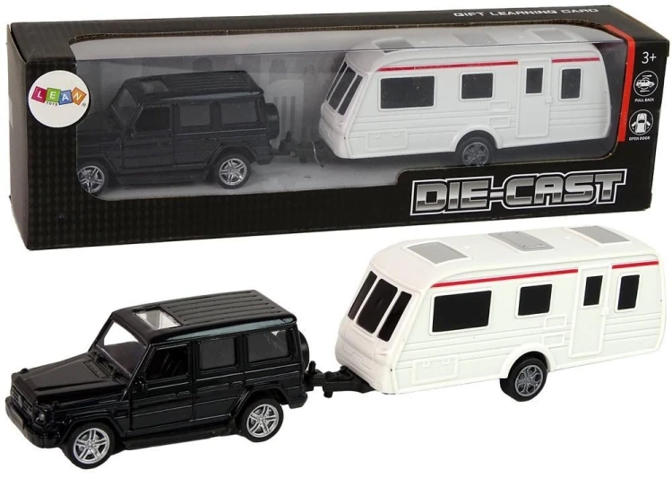 Jeep z przyczepą czarny, Leantoys