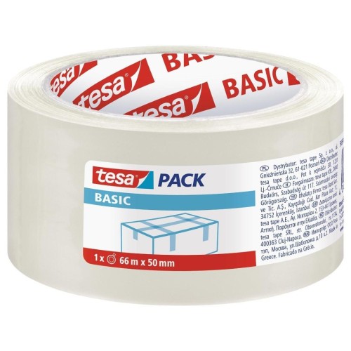 Taśma pakowa transparentna Basic 66m x 50mm, Tesa