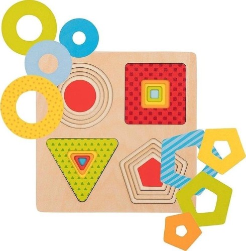 Puzzle warstwowe 4 kształty geometryczne, Goki