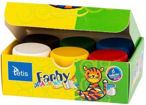 Farby plakatowe 20ml 6 kolorów KF001-A, Tetis