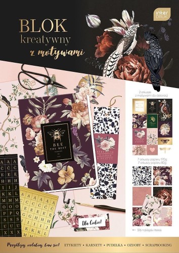 Blok kreatywny A4 z naklejkami Art Deco, INTERDRUK