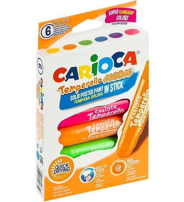 Farby w sztyfcie temperello neon 6kol CARIOCA