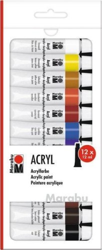Farby akrylowe 12ml 12 kolorów, Marabu