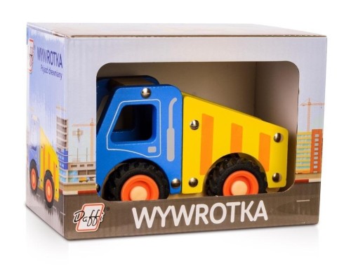 Drewniane auto z oponami - wywrotka, Daffi