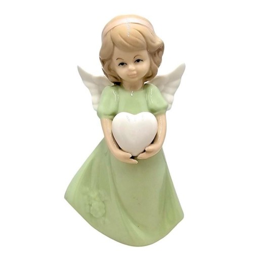 Figurka Aniołek porcelanowy zielony 14cm