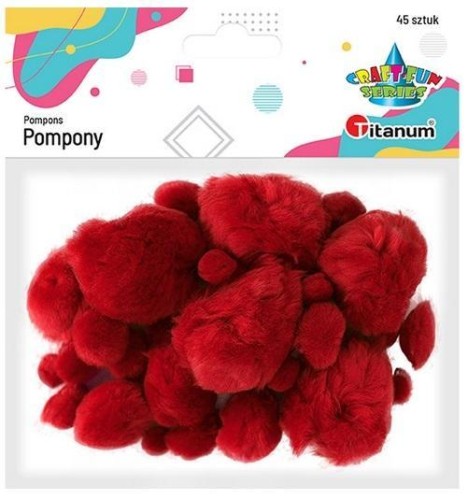 Pompony akrylowe czerwone 45szt., Titanum