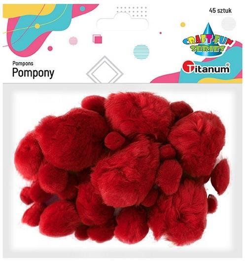 Pompony akrylowe czerwone 45szt., Titanum